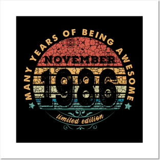 Born In November 1986 Vintage Shirt ,33rd Years Old Shirts,Born In 1986,33rd Anniversary 1986 Gift, Posters and Art